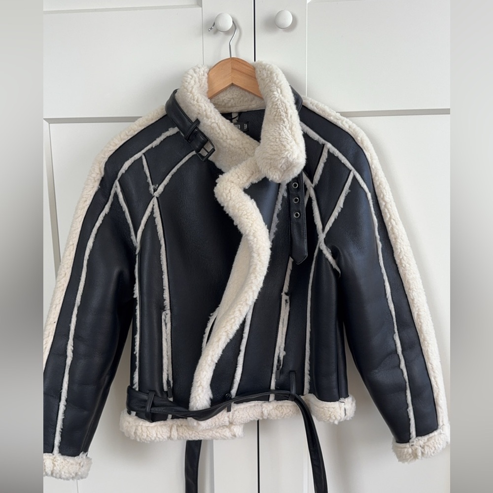Misguided Premium Borg Belted Aviator Jacket 🖤
